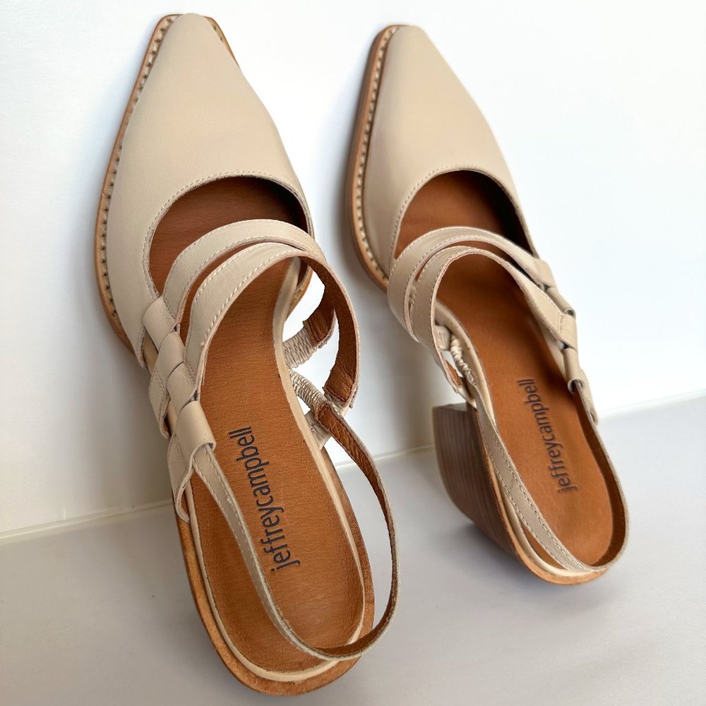 Jeffrey Campbell Caroline Pointed Toe Slingback Pump in Cream New Size 6.5